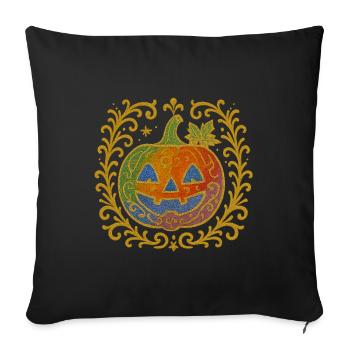 Citrouille scintillante ornementée - Housse de coussin décorative 45 x 45 cm - noir - Devant