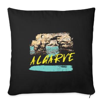 Cliffs Algarve illustration Portugal - Sofa pillowcase 17,3'' x 17,3'' (45 x 45 cm) - black - Front