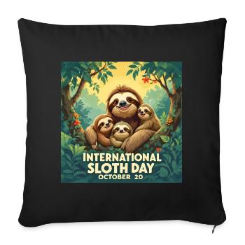 Internationaler Faultiertag Familie - Sofakissenbezug 45 x 45 cm - Schwarz - Vorne