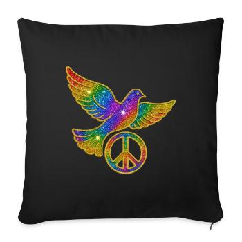 Colombe arc-en-ciel de la paix avec signe de paix - Housse de coussin décorative 45 x 45 cm - noir - Devant