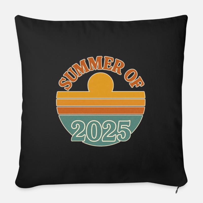 Été 2025 Design rétro - Housse de coussin décorative 45 x 45 cm - noir