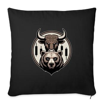 Bull & Bear Trading Candles Stock Market Motif - Sofa pillowcase 17,3'' x 17,3'' (45 x 45 cm) - black - Front