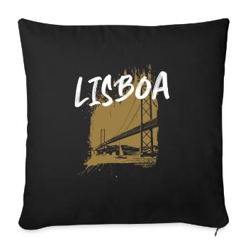Lisbon, 25 April Bridge over the Tagus River, Portugal - Sofa pillowcase 17,3'' x 17,3'' (45 x 45 cm) - black - Front
