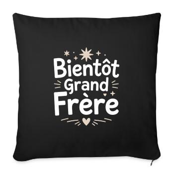 Bientôt Grand Frère Étoilé - Housse de coussin décorative 45 x 45 cm - noir - Devant