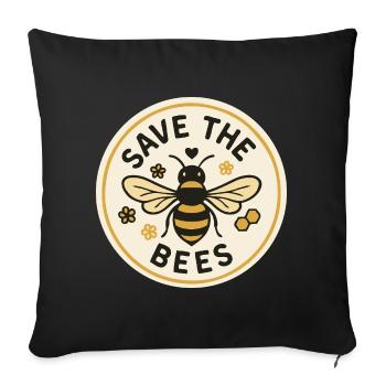 Save the Bees Nature Bee Motif - Sofa pillowcase 17,3'' x 17,3'' (45 x 45 cm) - black - Front