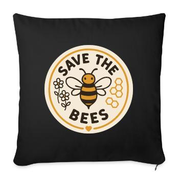 Sauvez les abeilles - Motif d’abeille de la nature - Housse de coussin décorative 45 x 45 cm - noir - Devant