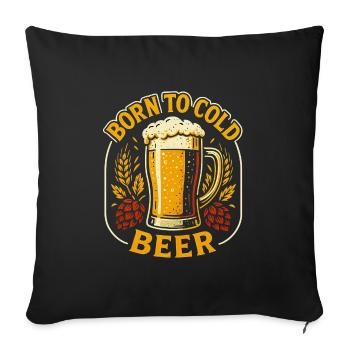 Né Pour La Bière Froide | Brasserie Urbaine - Housse de coussin décorative 45 x 45 cm - noir - Devant