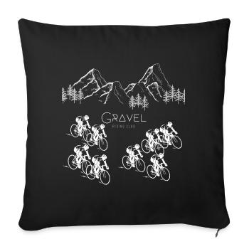 Gravel Riding Club – Gravel Bike & Mountain Motif - Sofa pillowcase 17,3'' x 17,3'' (45 x 45 cm) - black - Front