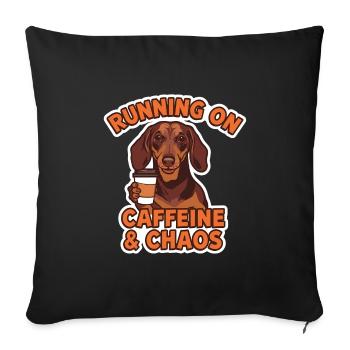 Dachshund Running On Caffeine & Chaos Retro - Sofa pillowcase 17,3'' x 17,3'' (45 x 45 cm) - black - Front