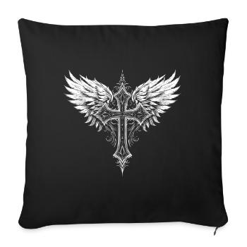 Christian Cross Wings - Sofa pillowcase 17,3'' x 17,3'' (45 x 45 cm) - black - Front