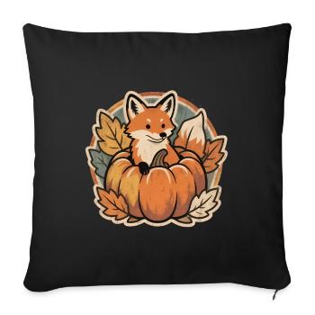 Cute Halloween fox in pumpkin with witch hat - Sofa pillowcase 17,3'' x 17,3'' (45 x 45 cm) - black - Front