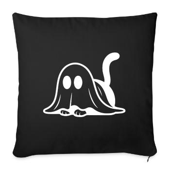 Cat dressed as a ghost – cute Halloween motif - Sofa pillowcase 17,3'' x 17,3'' (45 x 45 cm) - black - Front