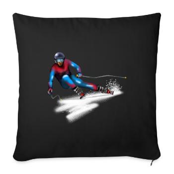 Skieur coloré en action - Housse de coussin décorative 45 x 45 cm - noir - Devant