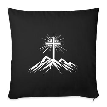 Christian Cross Mountain - Sofa pillowcase 17,3'' x 17,3'' (45 x 45 cm) - black - Front