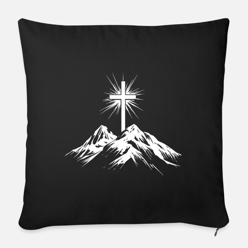 Christliches Kreuz Berge - Sofakissenbezug 45 x 45 cm - Schwarz