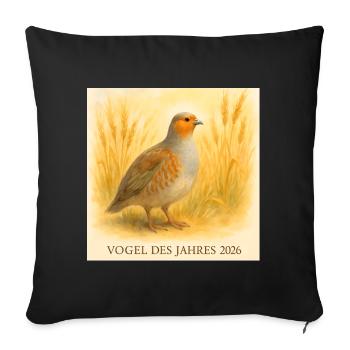 Nature Poster Partridge – Bird of the Year 2026 - Sofa pillowcase 17,3'' x 17,3'' (45 x 45 cm) - black - Front