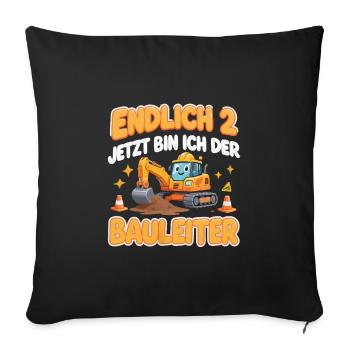 Kids 2nd Birthday Boy Excavator Construction Work - Sofa pillowcase 17,3'' x 17,3'' (45 x 45 cm) - black - Front