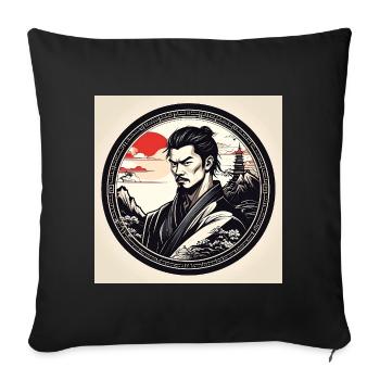Samurai in circle frame sunset - Sofa pillowcase 17,3'' x 17,3'' (45 x 45 cm) - black - Front