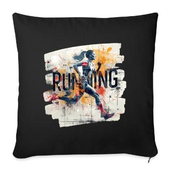 🏃 ♀️ Running – energy in motion - Sofa pillowcase 17,3'' x 17,3'' (45 x 45 cm) - black - Front