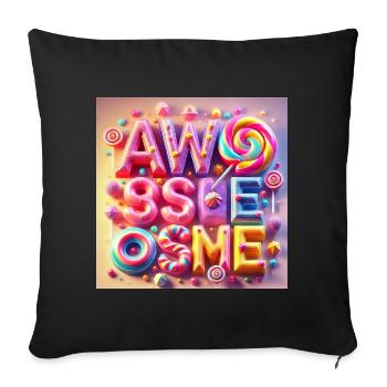 Candy Lettering Awesome - Sofa pillowcase 17,3'' x 17,3'' (45 x 45 cm) - black - Front