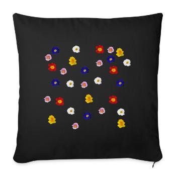 Primeln - Sofakissenbezug 45 x 45 cm - Schwarz - Vorne