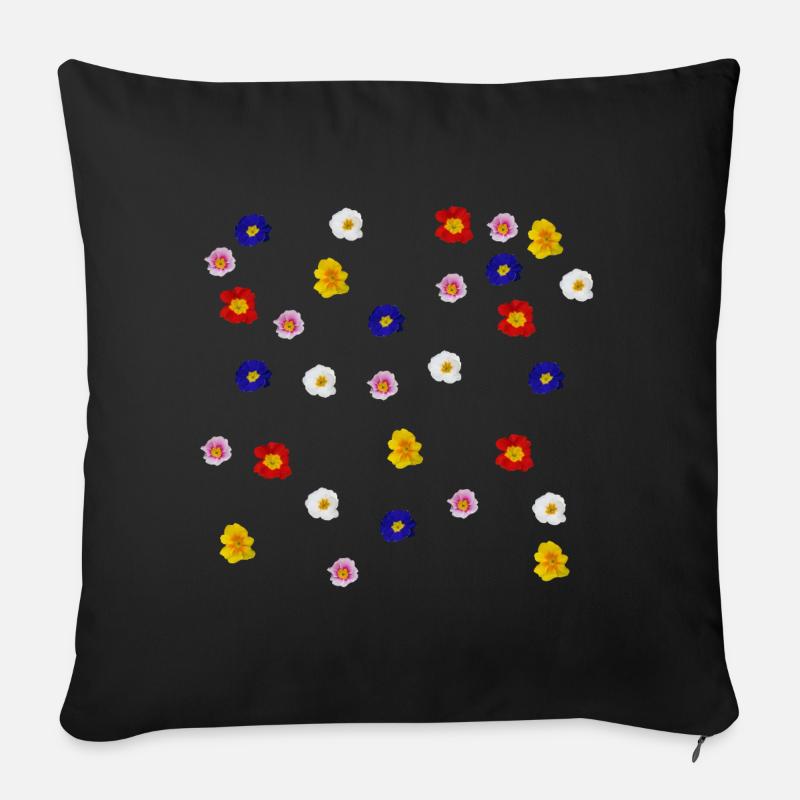 Primevères - Housse de coussin décorative 45 x 45 cm - noir