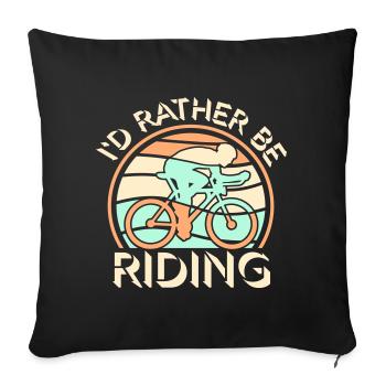 Cycliste vintage Je préfère rouler Logo rétro - Housse de coussin décorative 45 x 45 cm - noir - Devant