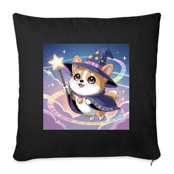 Mystical Corgi - Sofa pillowcase 17,3'' x 17,3'' (45 x 45 cm) - black - Front