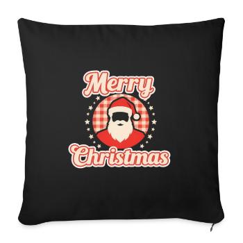 Père Noël Vintage Plaid Cadeau Rétro - Housse de coussin décorative 45 x 45 cm - noir - Devant