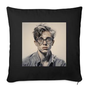 Grayscale Glasses Portrait - Sofa pillowcase 17,3'' x 17,3'' (45 x 45 cm) - black - Front