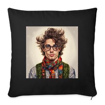 Colorful scarf portrait - Sofa pillowcase 17,3'' x 17,3'' (45 x 45 cm) - black - Front