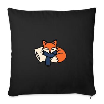 Winterschlaf Fuchs mit Schal - Sofakissenbezug 45 x 45 cm - Schwarz - Vorne