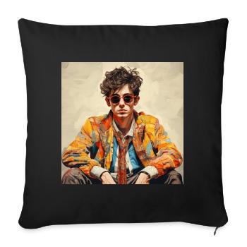 Colorful Artist Portrait Retro Chic - Sofa pillowcase 17,3'' x 17,3'' (45 x 45 cm) - black - Front