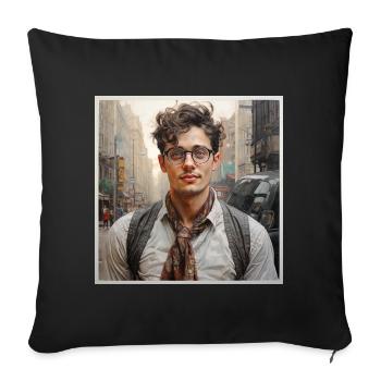 Indie Street Portrait Glasses - Sofa pillowcase 17,3'' x 17,3'' (45 x 45 cm) - black - Front