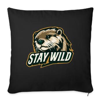 Restez sauvage – Otter Design | Motif Nature & Aventure - Housse de coussin décorative 45 x 45 cm - noir - Devant