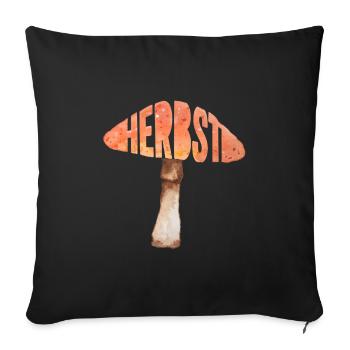 Autumn Mushroom Watercolor Illustration Typography - Sofa pillowcase 17,3'' x 17,3'' (45 x 45 cm) - black - Front