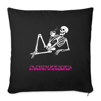 I am tired- Retro Neon Coffee Skeleton - Sofa pillowcase 17,3'' x 17,3'' (45 x 45 cm) - black - Front