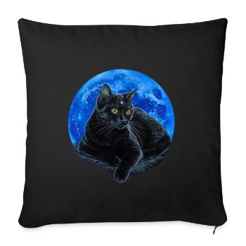 Starry feline. - Sofa pillowcase 17,3'' x 17,3'' (45 x 45 cm) - black - Front