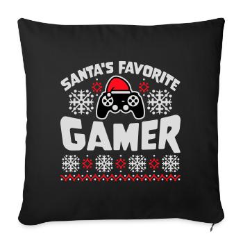 Santa's Favorite Gamer Controller Christmas Nerd - Sofa pillowcase 17,3'' x 17,3'' (45 x 45 cm) - black - Front