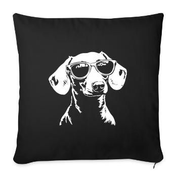 Lunettes de soleil teckel - Housse de coussin décorative 45 x 45 cm - noir - Devant