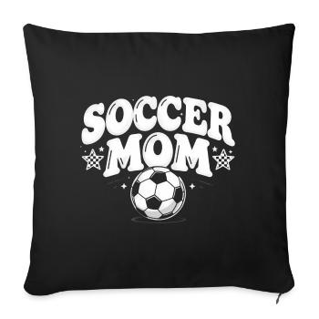 Football Vintage Maman Rétro Match Day Jeunes Vêtements - Housse de coussin décorative 45 x 45 cm - noir - Devant