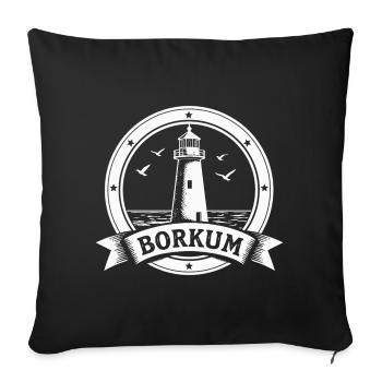 Leuchtturm Borkum Maritimes Emblem - Sofakissenbezug 45 x 45 cm - Schwarz - Vorne