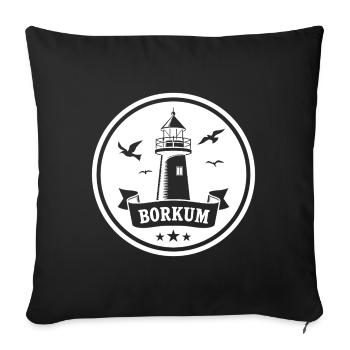 Leuchtturm Borkum Maritimes Emblem - Sofakissenbezug 45 x 45 cm - Schwarz - Vorne