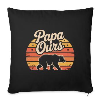 Papa Ours Retro Soleil - Housse de coussin décorative 45 x 45 cm - noir - Devant