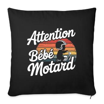 Achtung Vintage Biker Baby - Sofakissenbezug 45 x 45 cm - Schwarz - Vorne