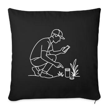 Geocacher Sketch – Minimalist Outdoor Motif - Sofa pillowcase 17,3'' x 17,3'' (45 x 45 cm) - black - Front