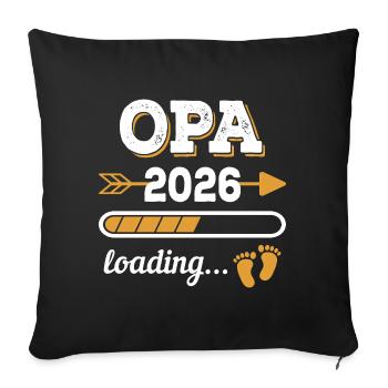 Papy 2026 Chargement Futur Grand-père Cadeau - Housse de coussin décorative 45 x 45 cm - noir - Devant