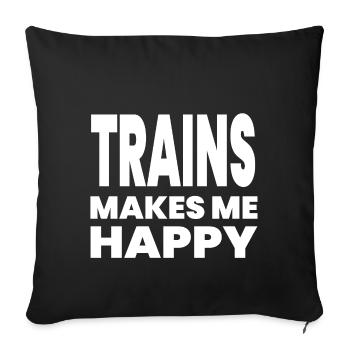 Trains - Sofa pillowcase 17,3'' x 17,3'' (45 x 45 cm) - black - Front