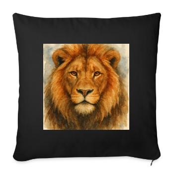 Watercolor Lion Portrait - Sofa pillowcase 17,3'' x 17,3'' (45 x 45 cm) - black - Front