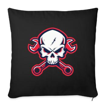 Skull & Wrenches – Pour de vraies mécaniques - Housse de coussin décorative 45 x 45 cm - noir - Devant